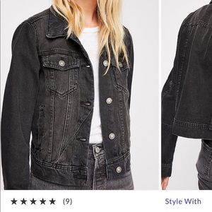 Free people black denim jacket